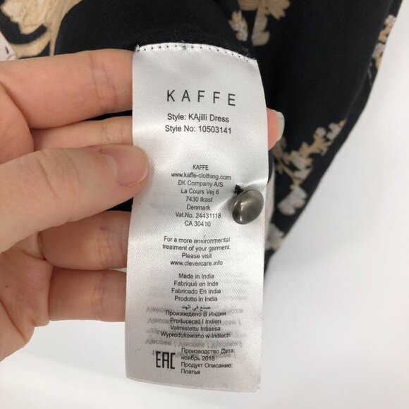 Kaffe  India Kajilli black floral mini dress lace illusion v neck EU 40 - Picture 9 of 16